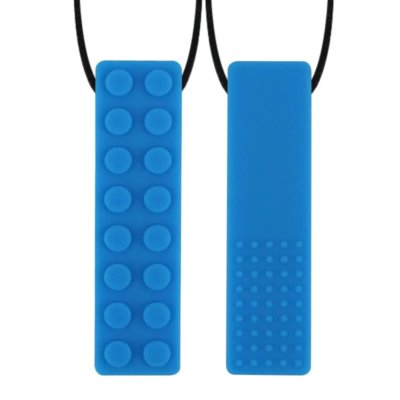 1Pc Sensory Chew Necklace Brick Chewy Kids Silicone Biting Pencil Topper Teether Toy, Silicone teether for children with autism