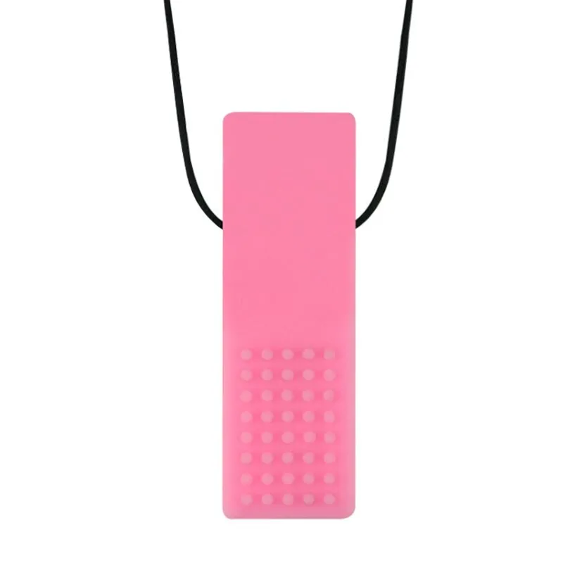1Pc Sensory Chew Necklace Brick Chewy Kids Silicone Biting Pencil Topper Teether Toy, Silicone teether for children with autism