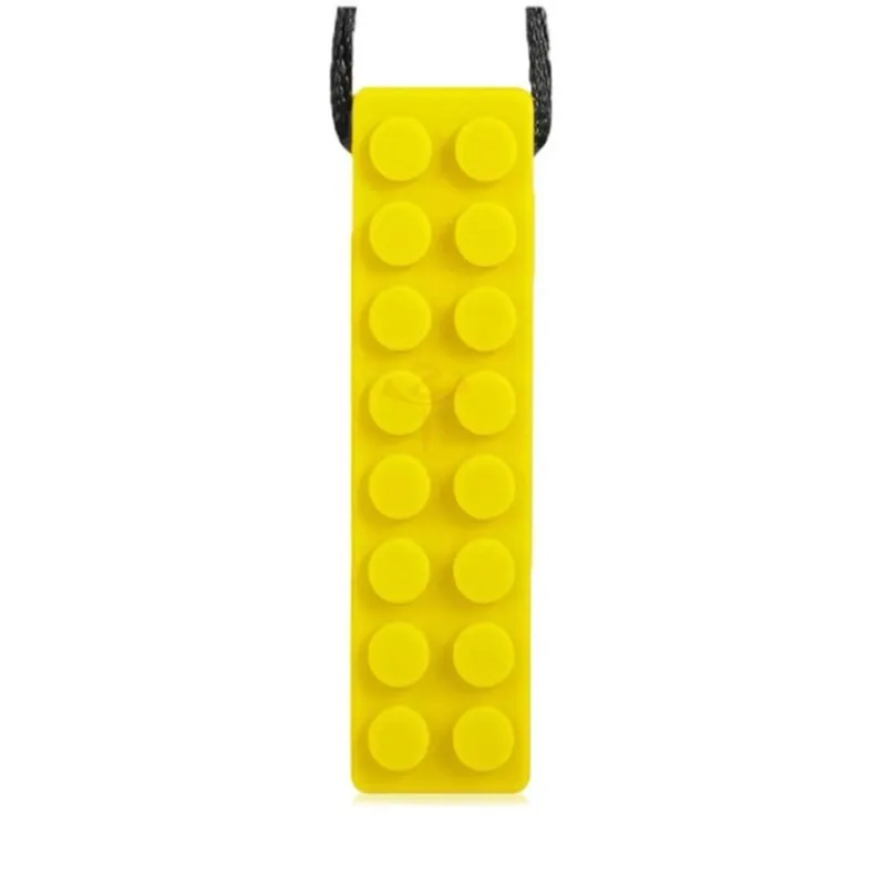 1Pc Sensory Chew Necklace Brick Chewy Kids Silicone Biting Pencil Topper Teether Toy, Silicone teether for children with autism