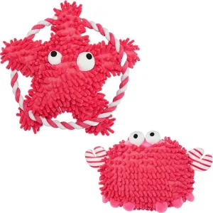 2 Pack, 7 4/5" Sea-star   6" Crab Squeaky Plush Dog Chew Toy for Puppies, Durable Dog Interactive Toys