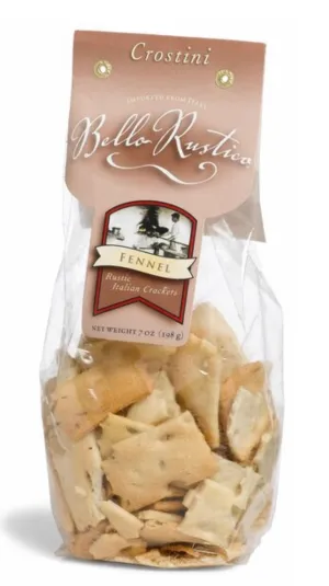 Bello Rustica Crostini, Fennel Rustic Italian Crackers, 7-Ounce 6-Bags