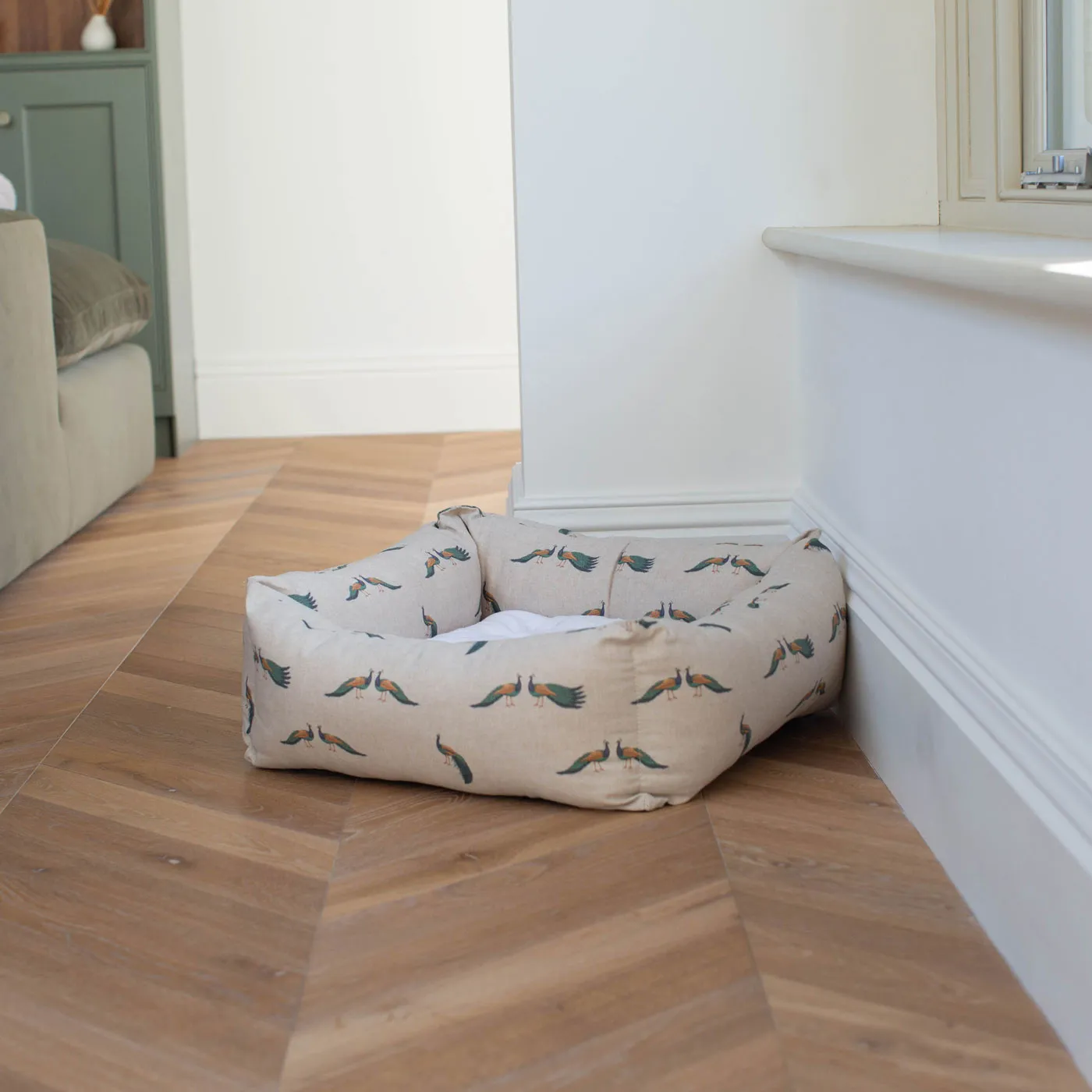 Box Bed For Dogs in Woodland Peacock by Lords & Labradors