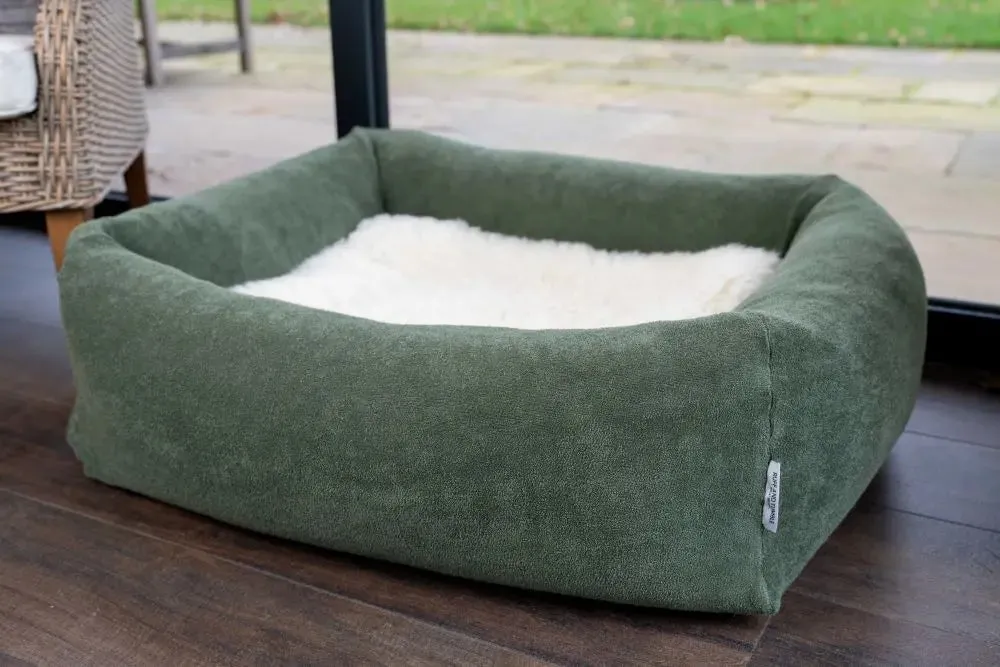 Burnham Bolster Dog Bed - Olive - Various Sizes