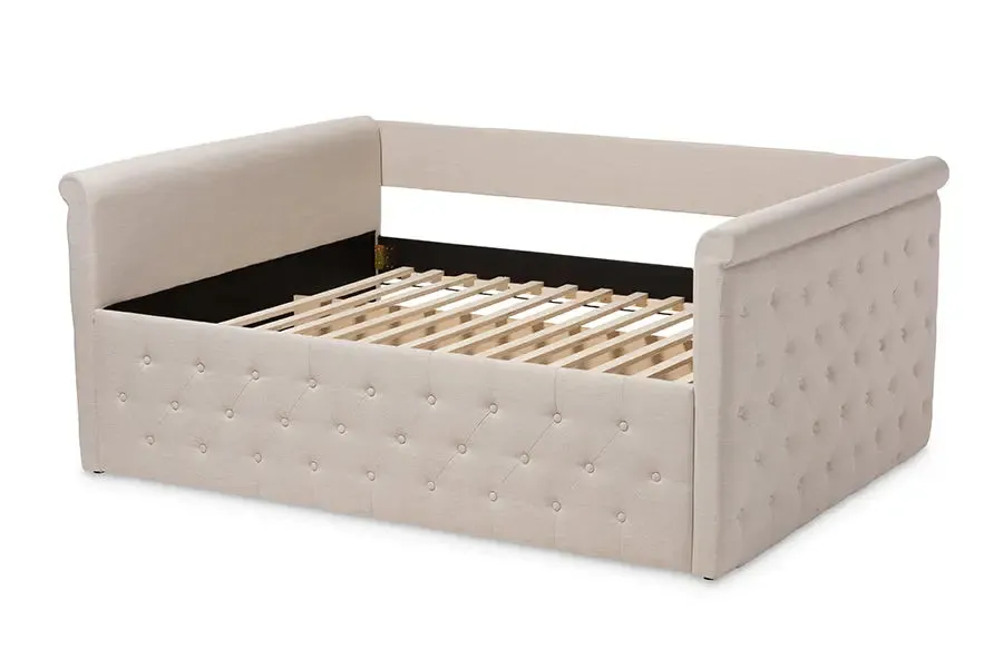 Carolina Light Beige Fabric Upholstered Full Size Daybed