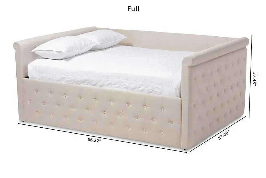 Carolina Light Beige Fabric Upholstered Full Size Daybed