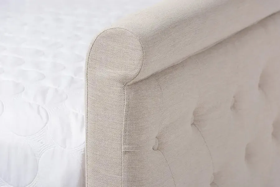 Carolina Light Beige Fabric Upholstered Full Size Daybed