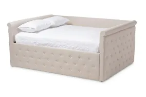 Carolina Light Beige Fabric Upholstered Full Size Daybed
