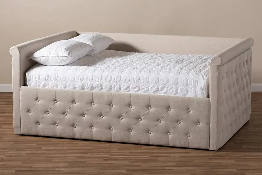 Carolina Light Beige Fabric Upholstered Full Size Daybed