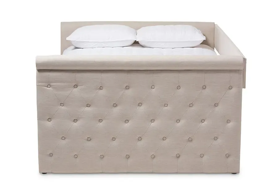 Carolina Light Beige Fabric Upholstered Full Size Daybed
