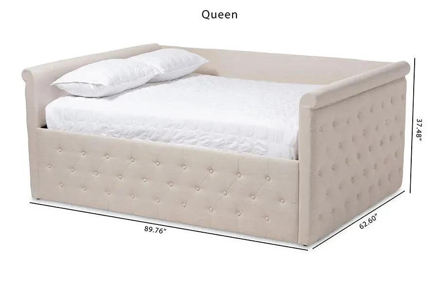 Carolina Light Beige Fabric Upholstered Full Size Daybed