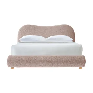 Cloud Boucle Queen Bed (Oak,  Dusty Rose)