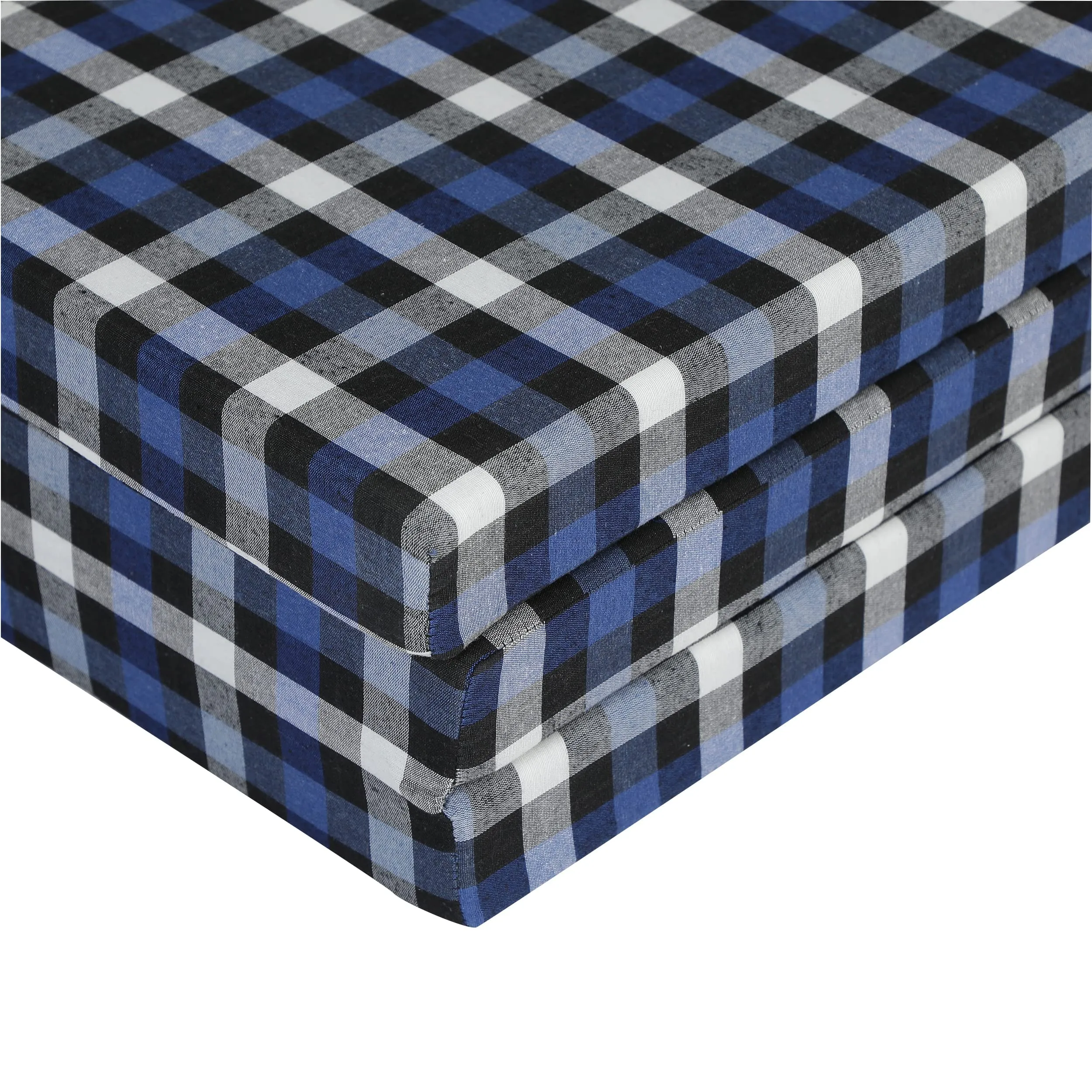 COLOFLY Foldable UHD Foam Three Fold Single Bed Reversible Mattress Blue & White (Size - 72 x 35 x 2 Inches) Lightweight Gadda for Guests Travel Picnic