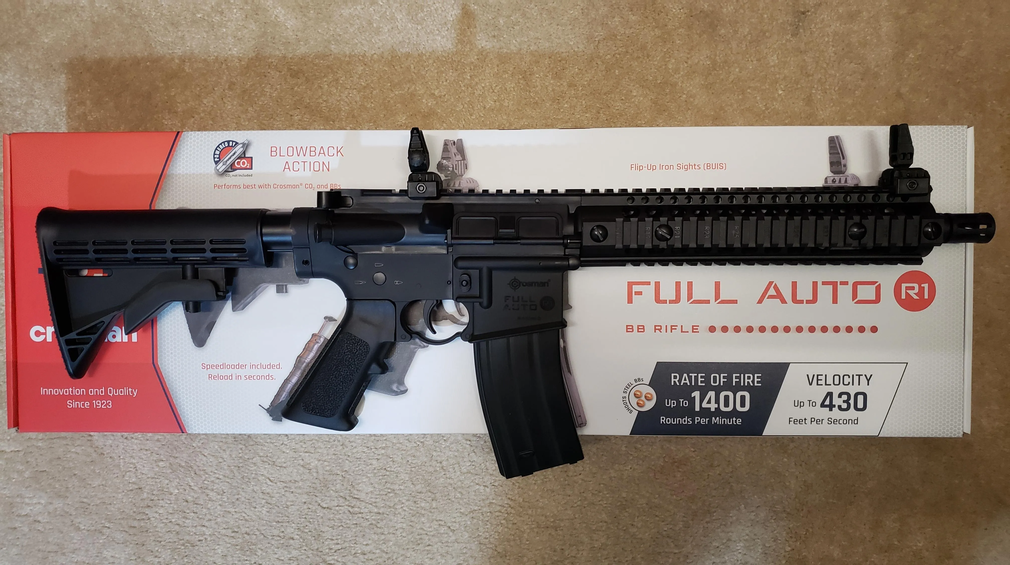 CROSMAN R1 FULL AUTO BB RIFLE 10 GAS 1500 BB'S