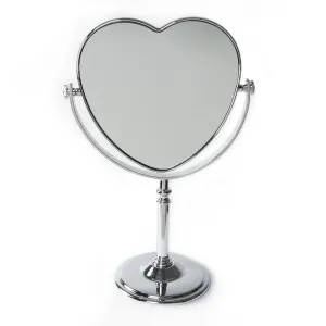 Double-Sided Heart Shaped Table Mirror 12"