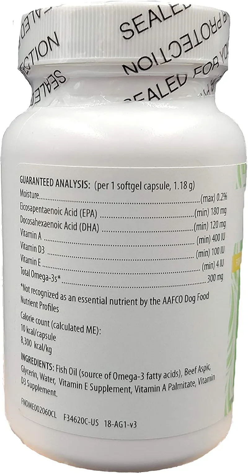 Dr. Judy Morgan's Naturally Healthy Pets Derma-3 Omega3 Fatty Acid Fish Oil Softgels Supplement for Dogs and Cats