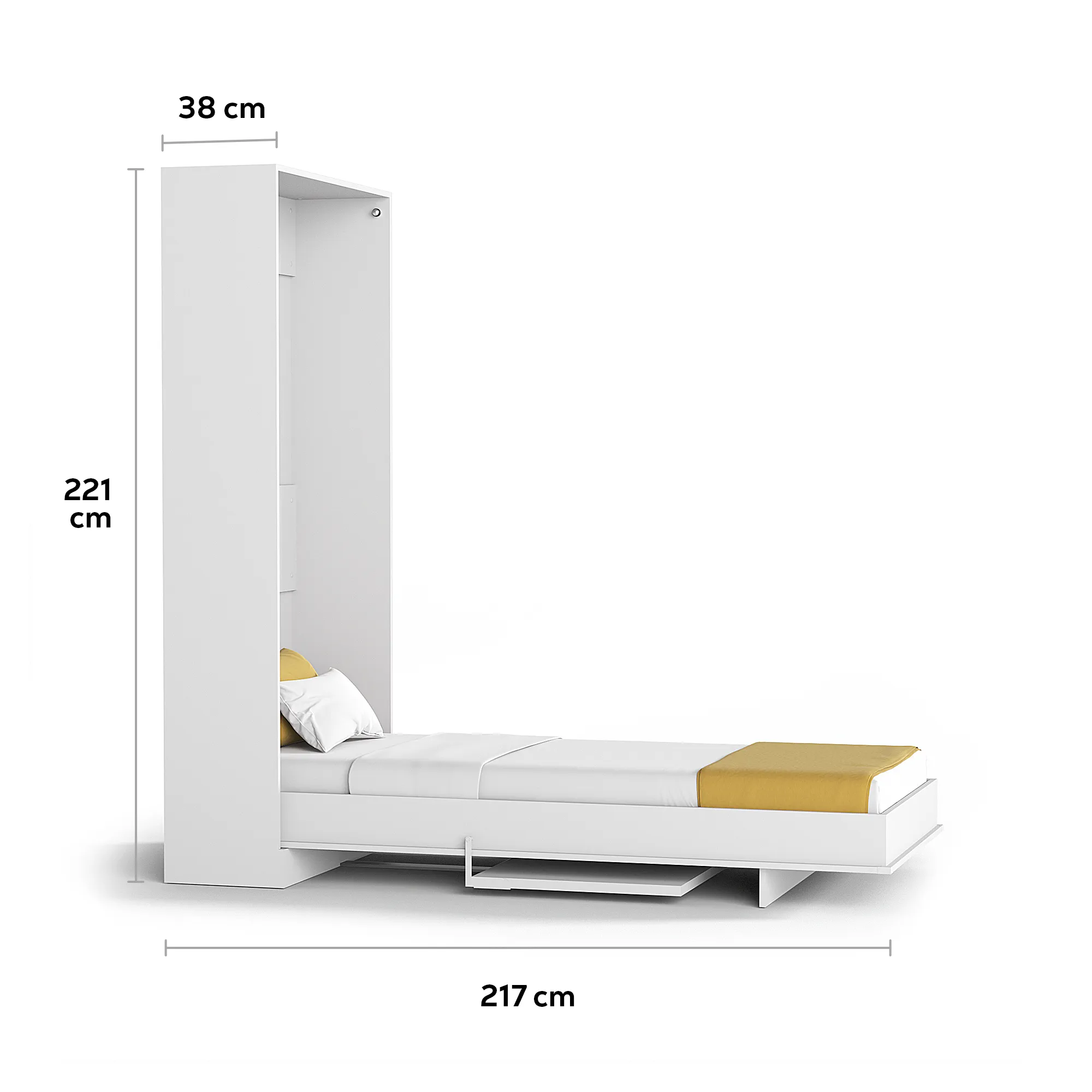 Eco Long Single Murphy Bed with Desk
