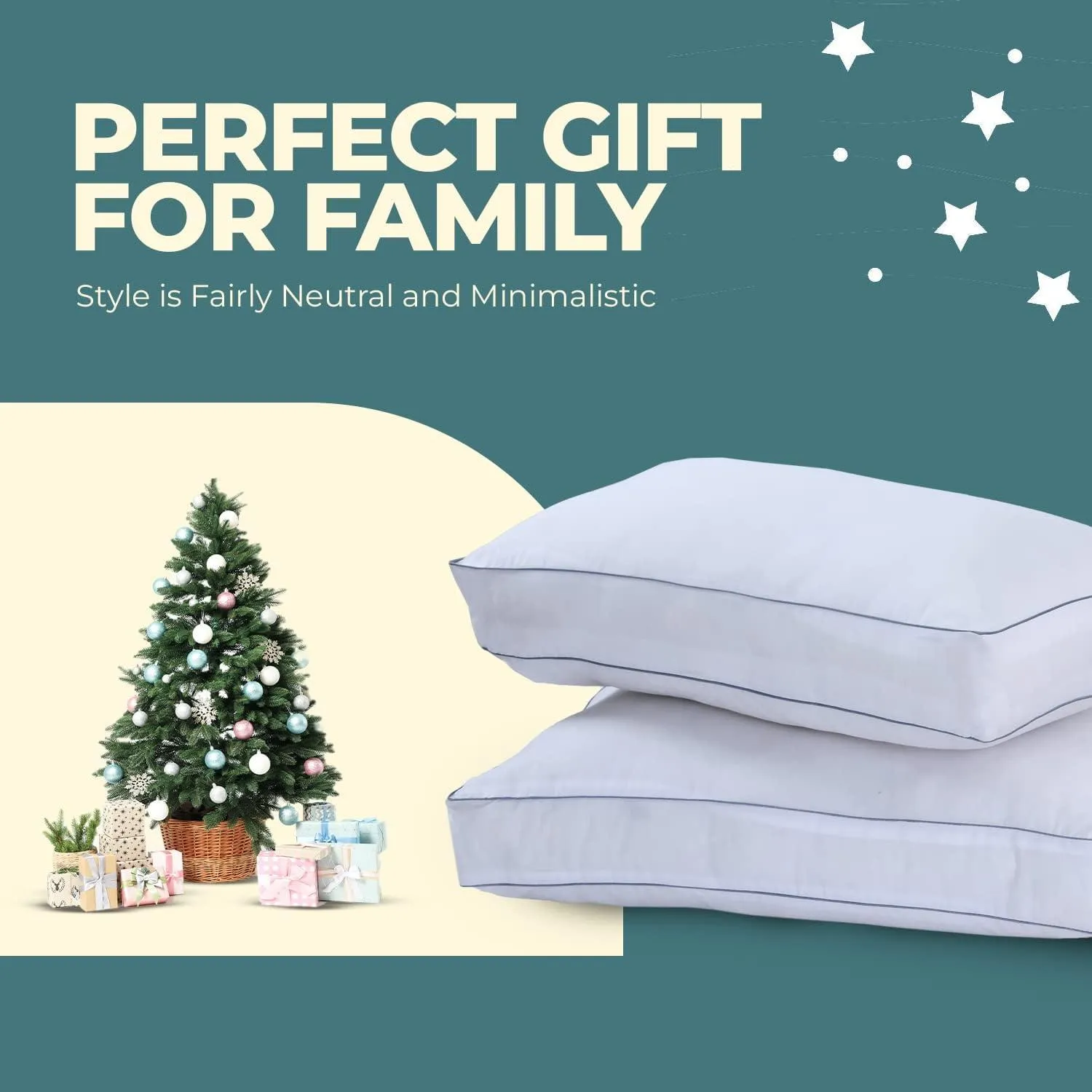 Egyptian Cotton Box Pillow Designed for Side Sleeper, Hypoallergenic – pack of 2