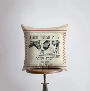 Farm Fresh Milk Dairy Cow Pillow Cover | Farmhouse Pillow | Farmhouse Decor | Home Décor | Farmhouse Decor | Throw Pillows | Rustic Decor