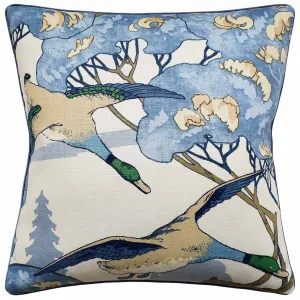 Flying Ducks in Blue Pillow