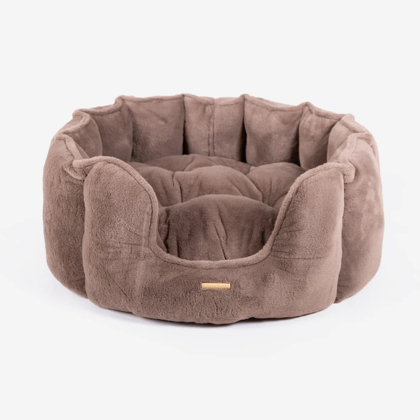 High Wall Bed in Calming Anti-Anxiety Fawn Faux Fur by Lords & Labradors