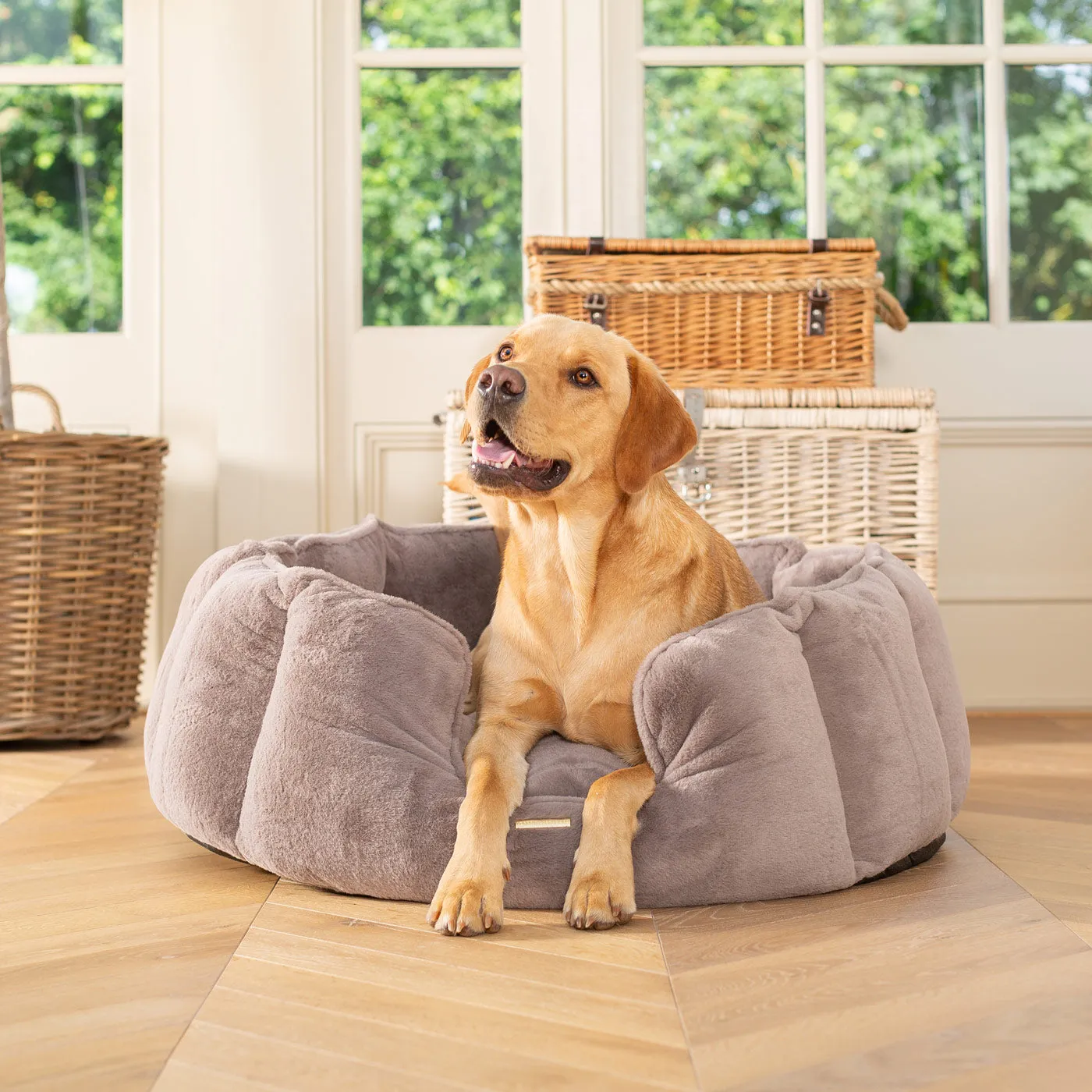 High Wall Bed in Calming Anti-Anxiety Fawn Faux Fur by Lords & Labradors