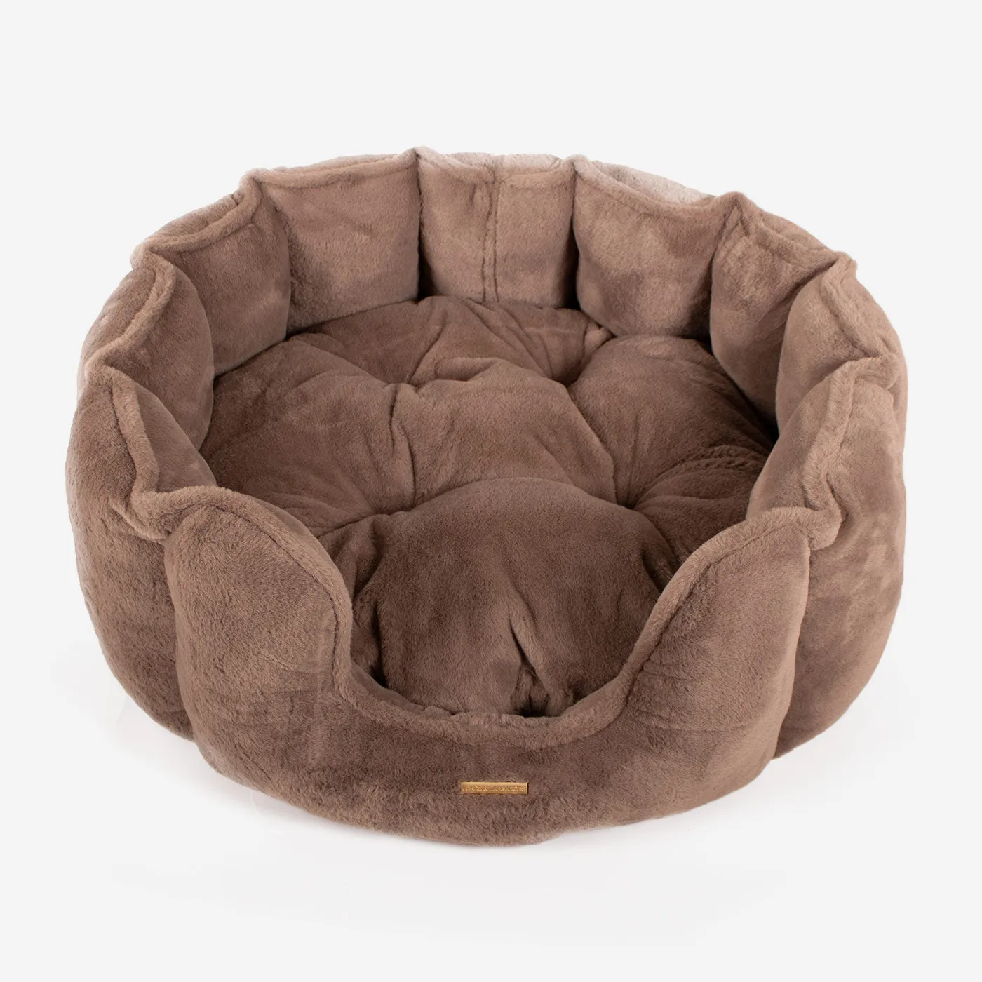 High Wall Bed in Calming Anti-Anxiety Fawn Faux Fur by Lords & Labradors