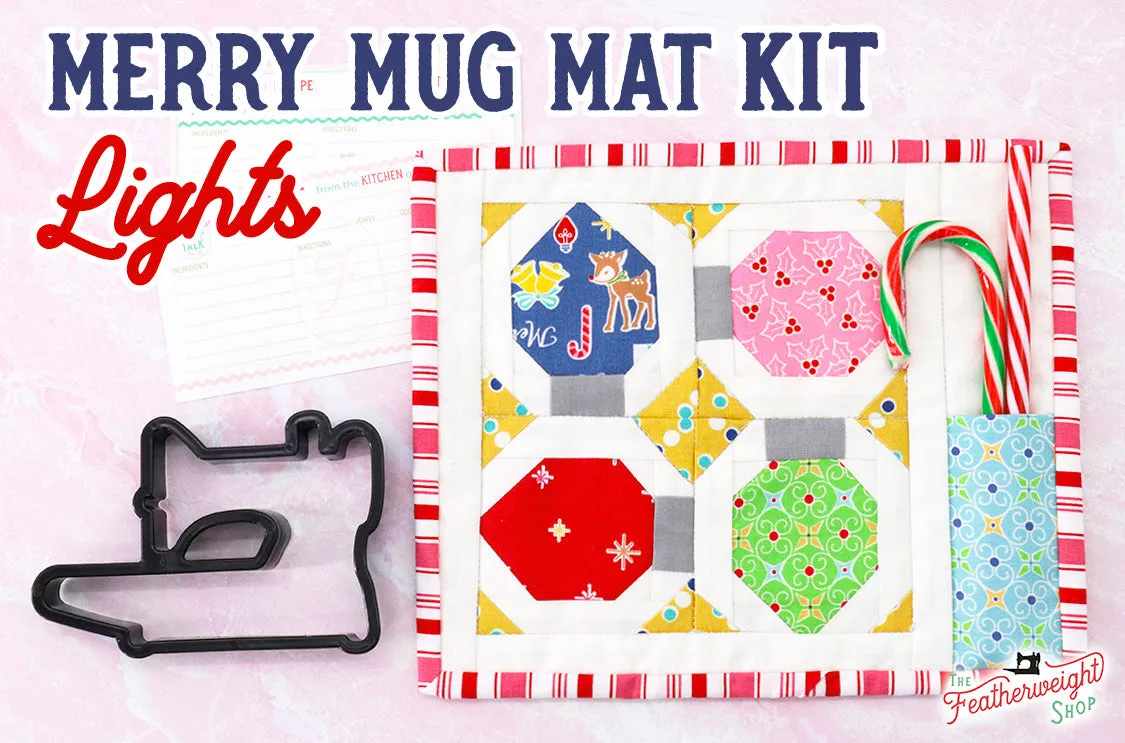 KIT, Vintage Christmas Merry Mug Mat LIGHTS (Pattern Book Optional)