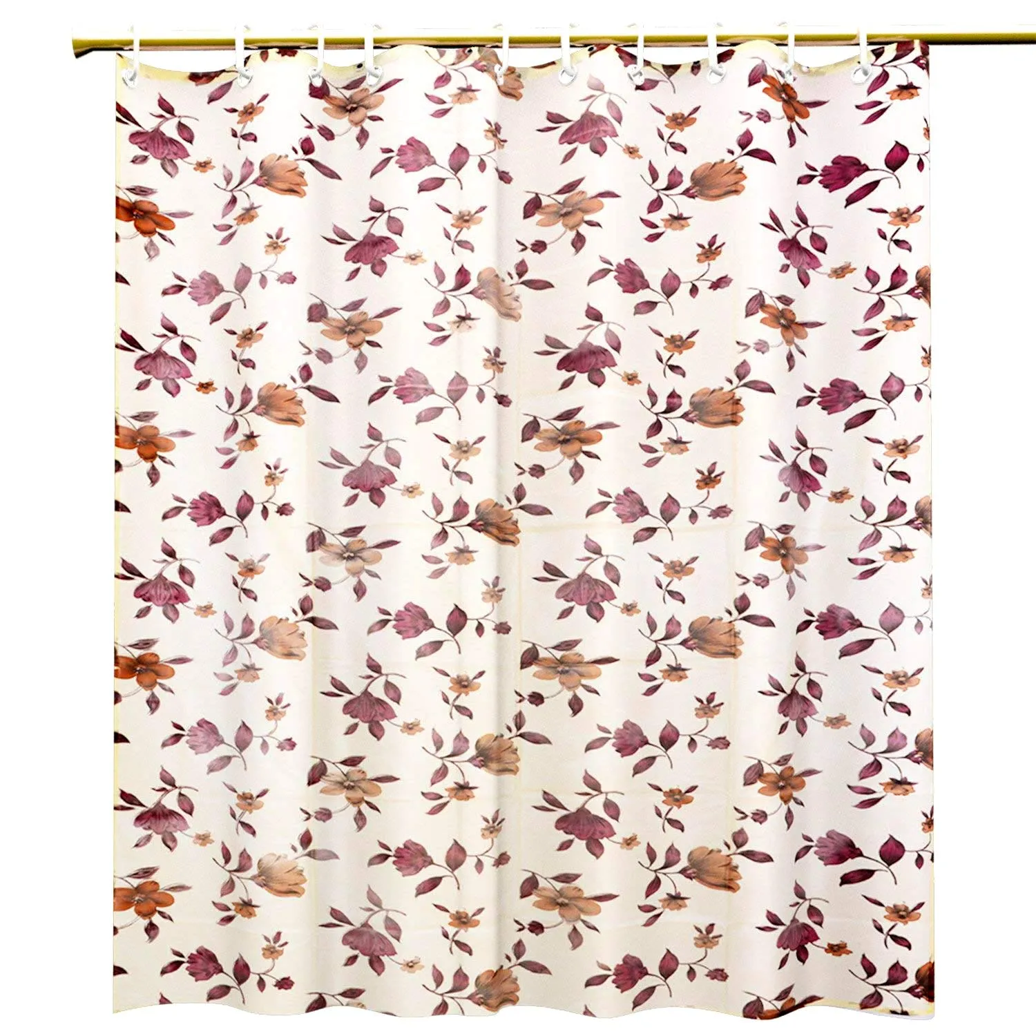 Kuber Industries Shower Curtain & Bathmat Set | Non-Slip Bath mats for Bathroom | Easy-Slide Curtains | Polyester Curtain or Bathmat for Bath Décor | Z0034-3T | 9 Pcs Set | Multicolor