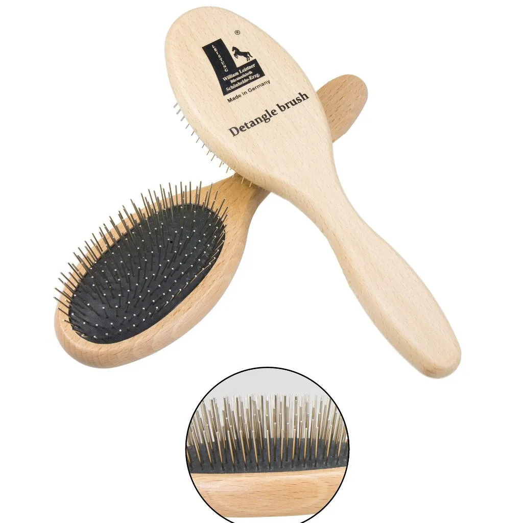 Leistner Wooden Detangle Mane/Tail Brush with Stainless Steel Pins