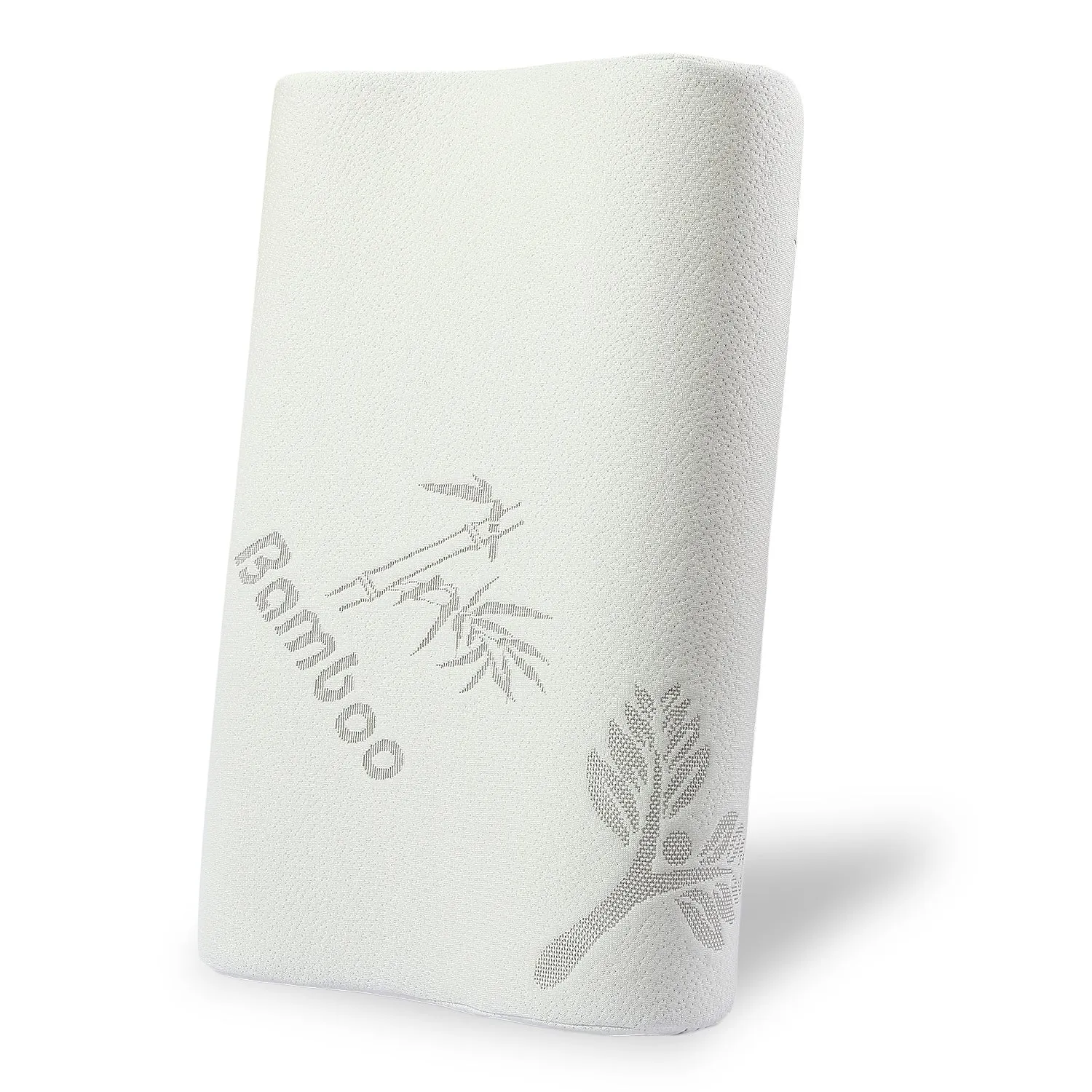 Memory Foam Cervical Pillow - Contour Pillow with Cool Fibre Cover, White/Grey
