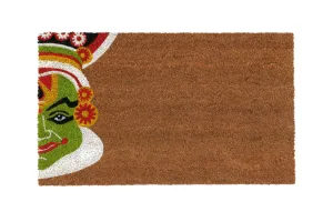 OnlyMat Kathakali Theme Kerala Doormat - Natural Brown