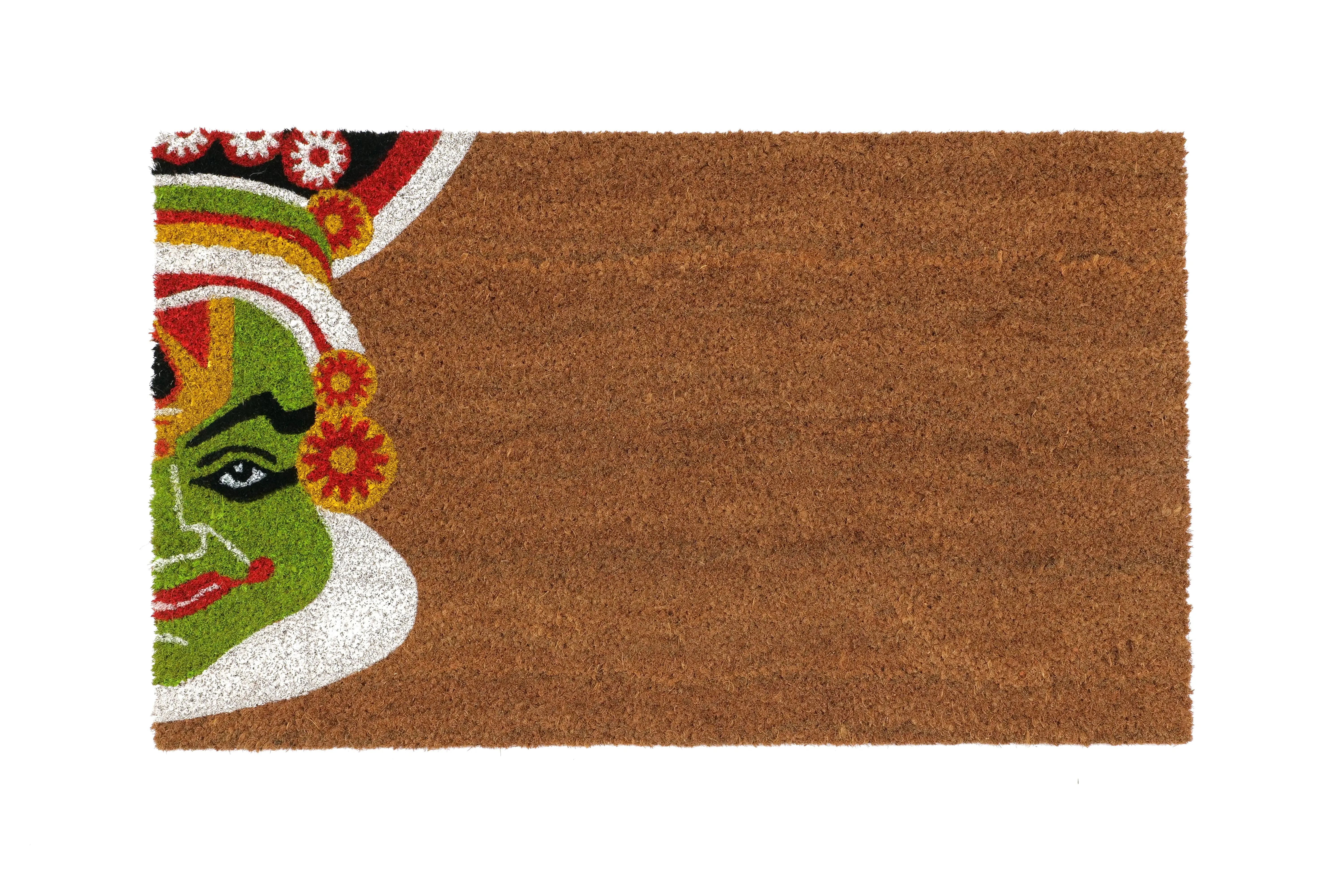 OnlyMat Kathakali Theme Kerala Doormat - Natural Brown