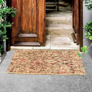 OnlyMat Reddington Luxe Rug - Handwoven Jute Carpet - Tie and Dye Handwoven Jute Carpet with Red and Black Colours
