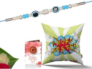 Pillow Rakhi for Brother with Gift - Rakhi with Rakhi Cushion with Filler Greeting Card- Rakhi for Brother, Gifts for Brother, Gifts for Rakhi, Gifts for Rakshabandhan Rakhi Gifts-CH-SIS-28-PC