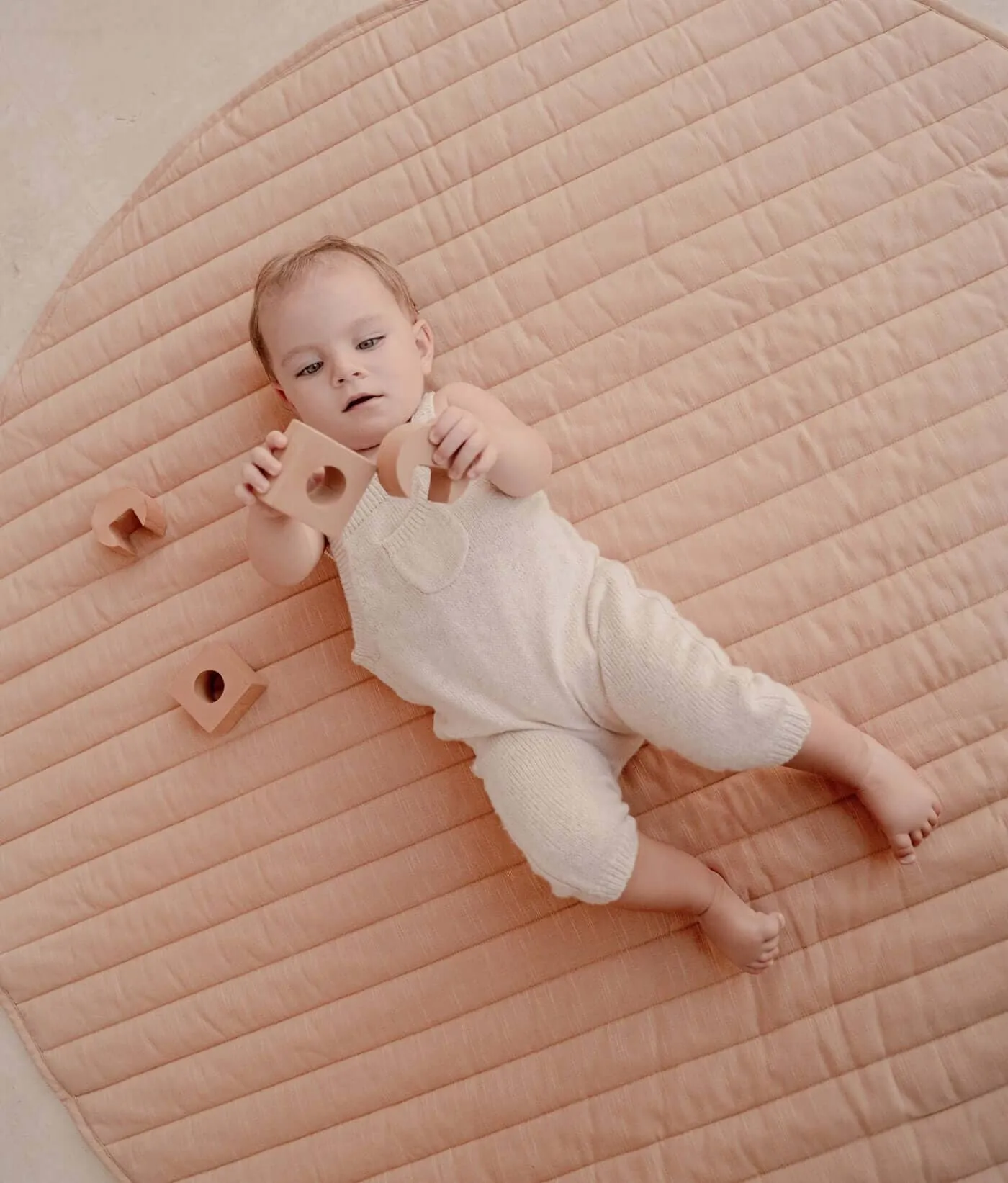 Quilted Cotton Reversible Playmats | Stripes - Sandstone