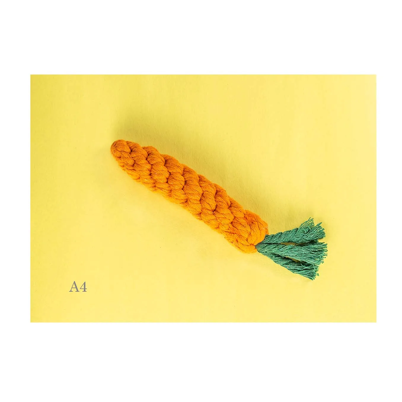 Rope Dog Toys, Fun Chewing, Teething & Training Toys, 100% Cotton - Carrot