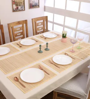 SILPAKARMAN Bamboo Dining Mats - Beige (Set of 13)