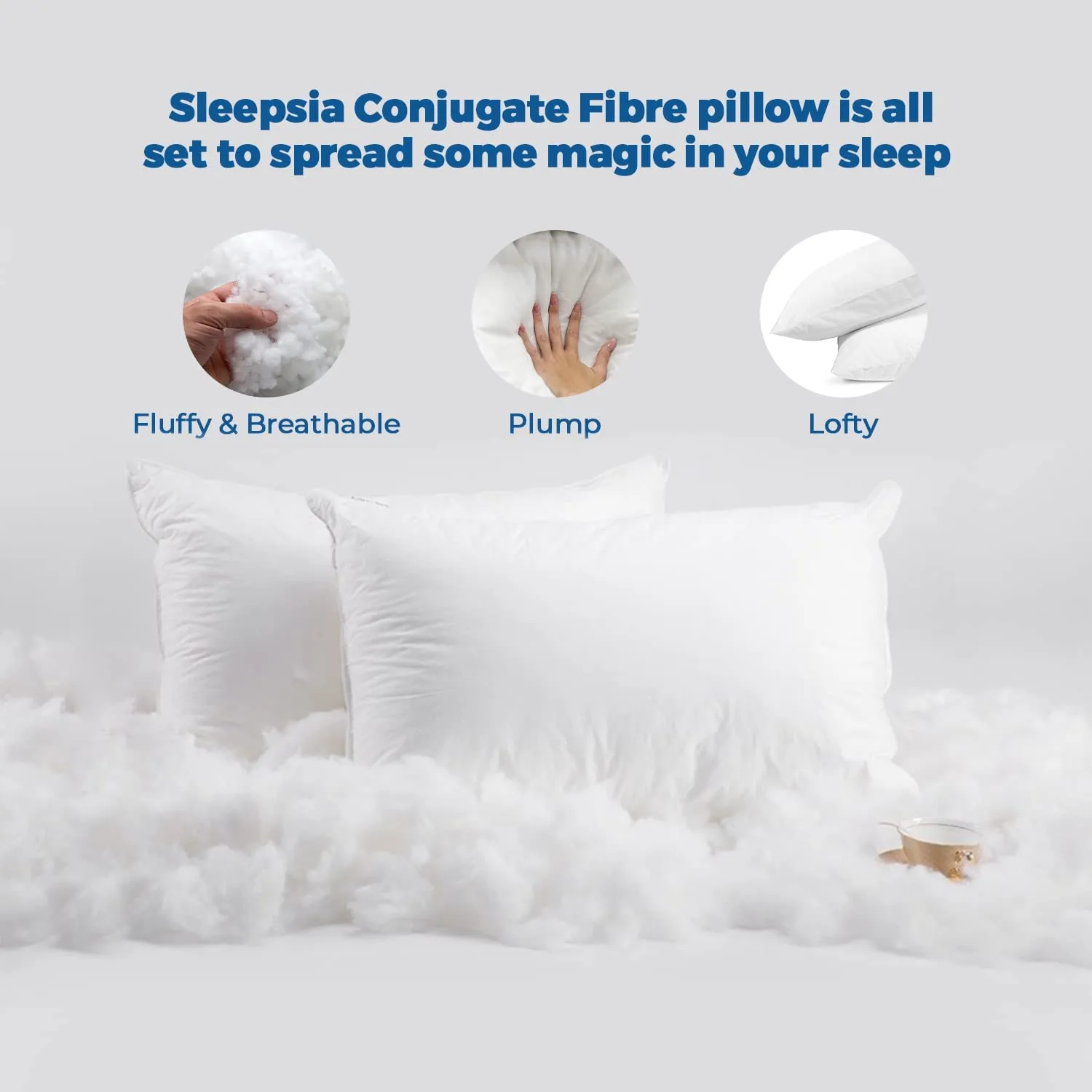 Sleepsia Premium Fiber Pillow | Hotel Quality Pillow | White - Set of 2, Size 17x28