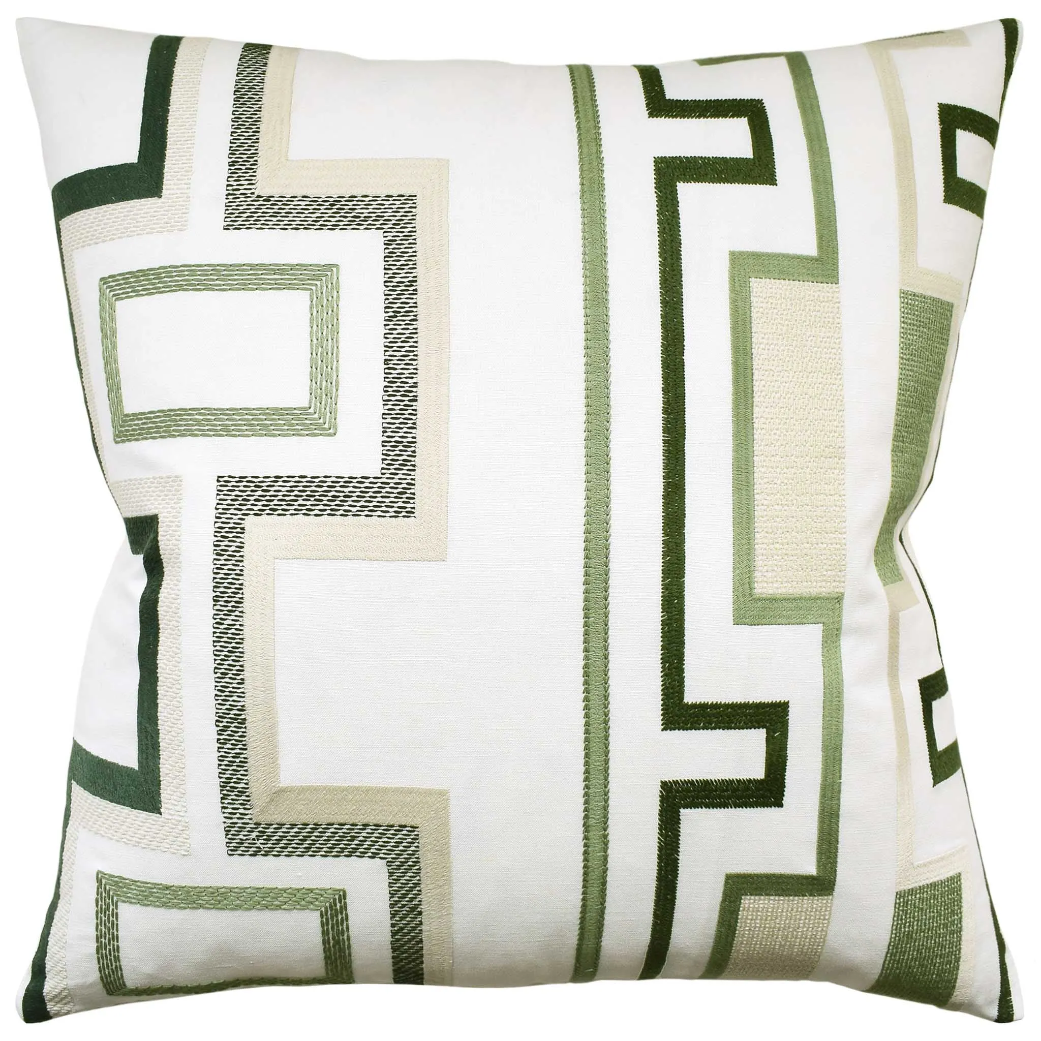 Tritone Embroidery in  Sage Pillow