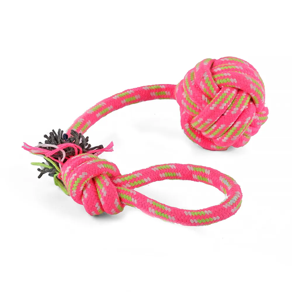 Trixie Playing Rope with Woven in Ball Toy for Dogs (Pink)