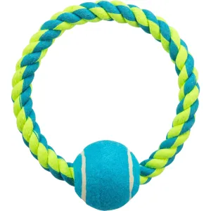 Trixie Rope Ring with Tennis Ball Toy for Dogs (Blue/Green) | For Medium Chewers