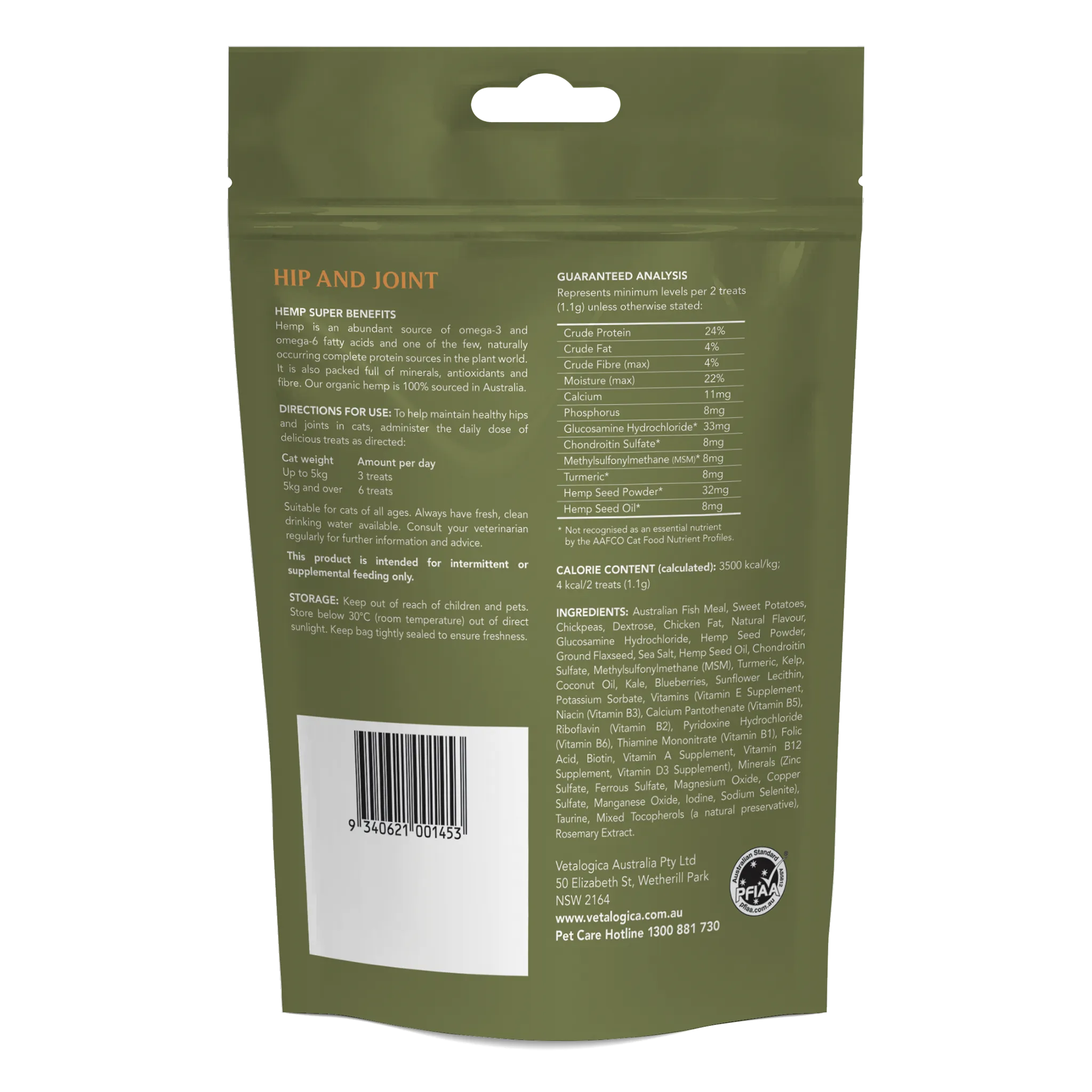 Vetalogica Hemp Clinicals Hip & Joint Treats for Cats 100g