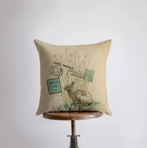 Vintage Rabbit Pillow Cover | Rabbit Painting | Home Decor | Throw Pillow | Bunny Rabbit | Farmhouse Decor | Throw Pillows | Sofa Pillows