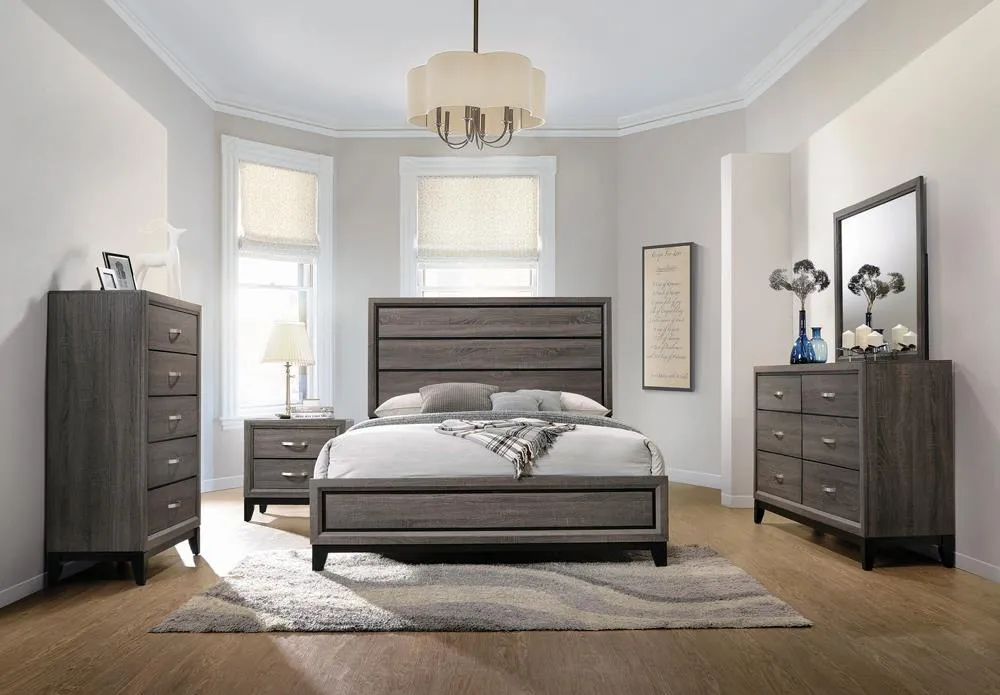 Watson Bed Grey Oak and Black - Rustic Charm