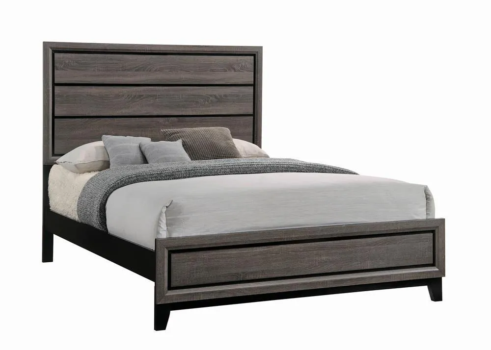 Watson Bed Grey Oak and Black - Rustic Charm