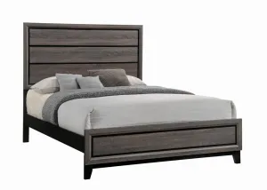 Watson Bed Grey Oak and Black - Rustic Charm