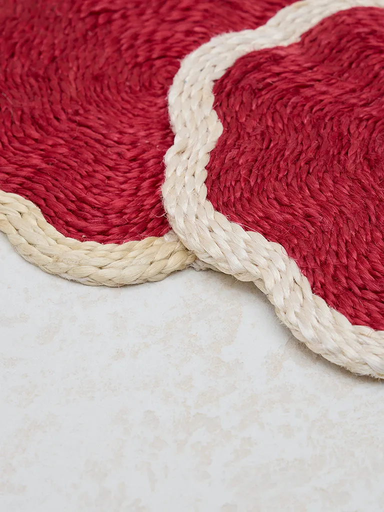 Westside Home Red Scallop Design Trivet (Set of 2)