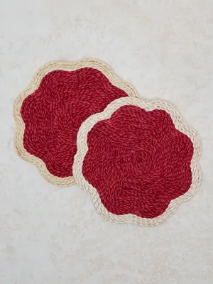 Westside Home Red Scallop Design Trivet (Set of 2)