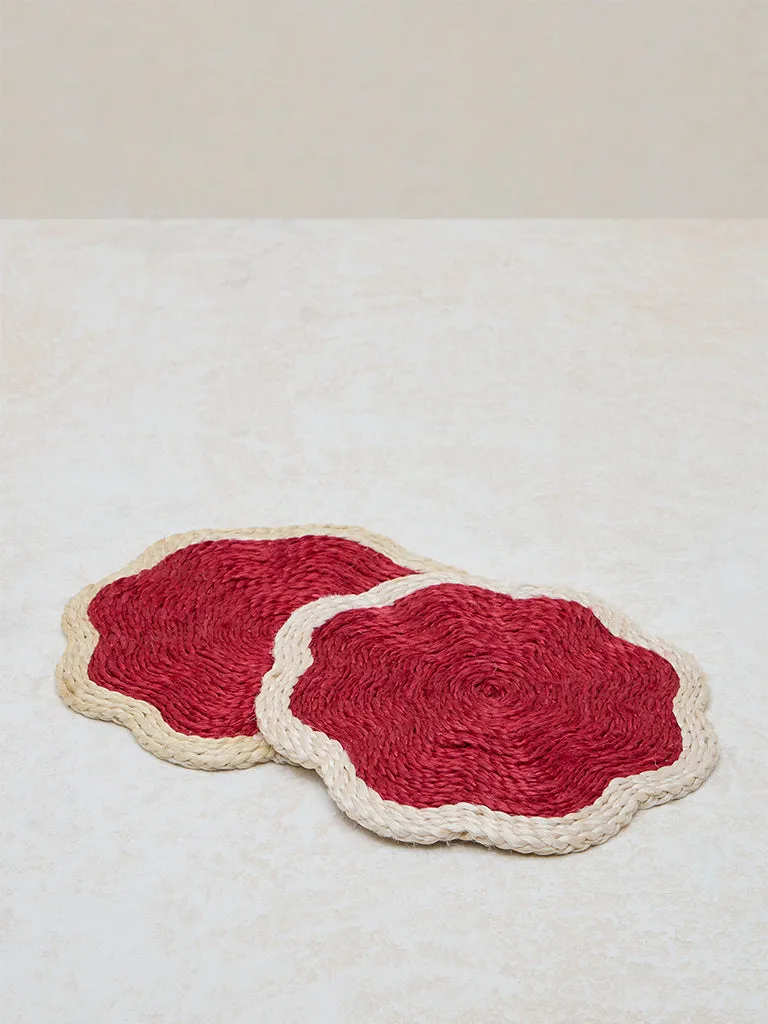 Westside Home Red Scallop Design Trivet (Set of 2)